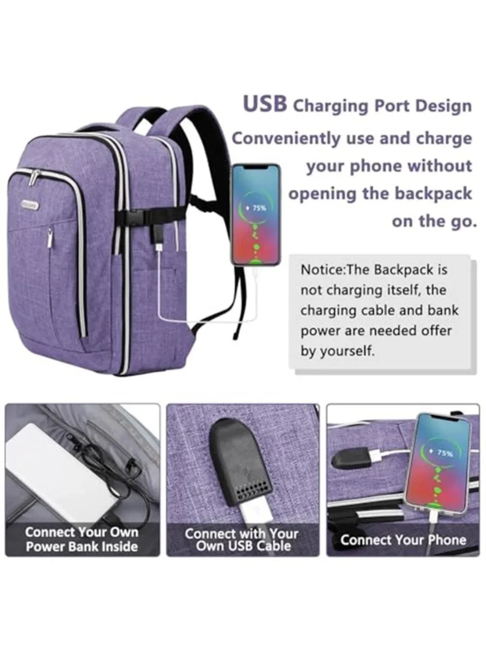 Travel Backpack Carry On Personal Item Laptop Bag USB Airline Underseat Luggage